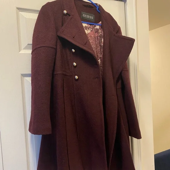 GUESS Women's Burgundy Coat - Picture 10 of 10